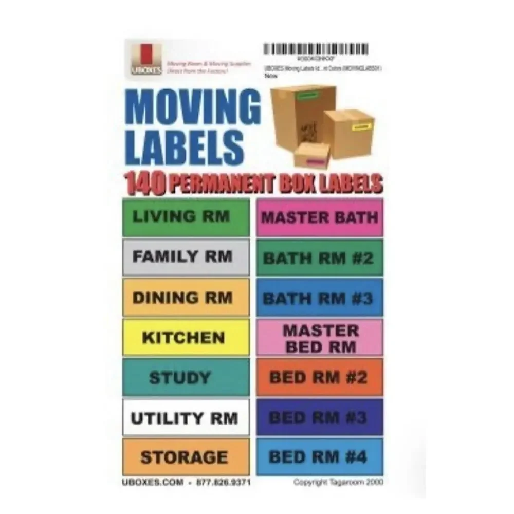 UBOXES Moving Labels 140 Permanent Box Labels